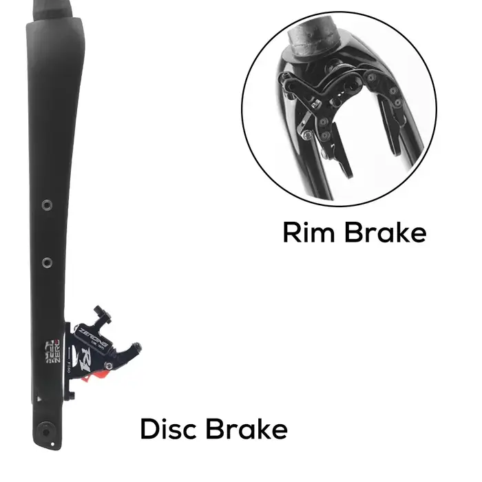 Fourche en carbone gravier - Routage de câbles interne - Dégagement des pneus 700x45c - Axe traversant 12x100 mm ou QR - Steerer droit/conique
