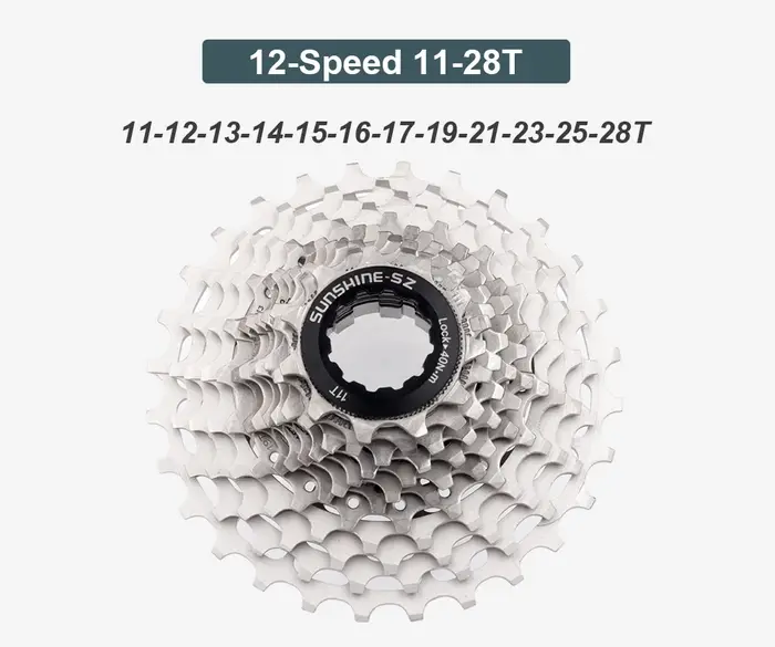 SUNSHINE – Cassette ultralégère à 12 vitesses pour vélo de route, 11T-28T/32T/34T, volant d'inertie