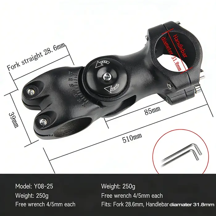 Tige de vélo réglable 25,4/31,8 mm, rehausseur de guidon VTT en alliage d'aluminium, accessoires pou