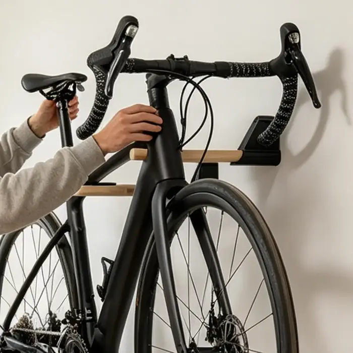 Support mural pour vélos, support de rangement mural en bois massif pour vélos de route et de montagne