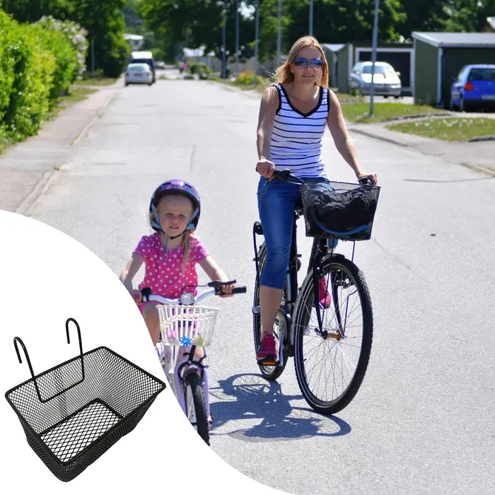 Panier avant de vélo avec crochet en fil métallique robuste