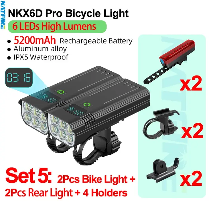 Mise à niveau du phare de vélo puissant 8-6 LED