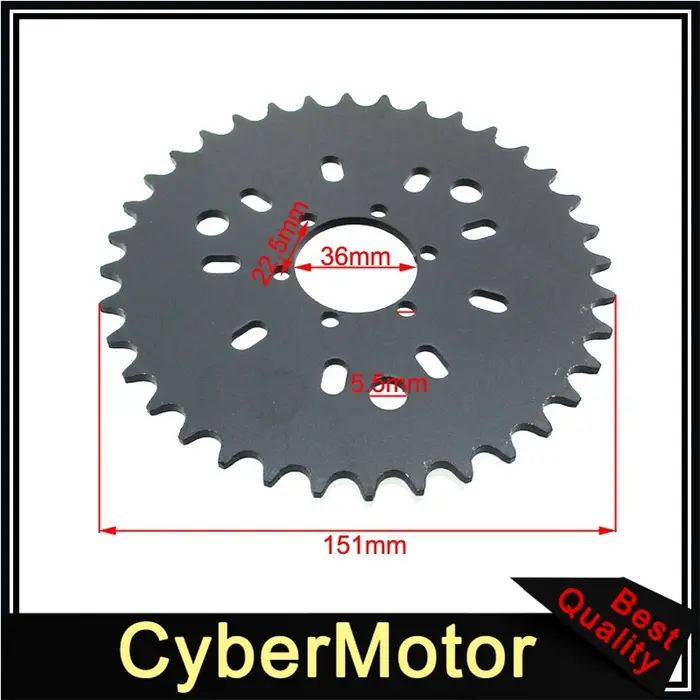 Pignon de chaîne arrière à 6 trous 36T pour vélo motorisé 49cc 50cc 60cc 80cc