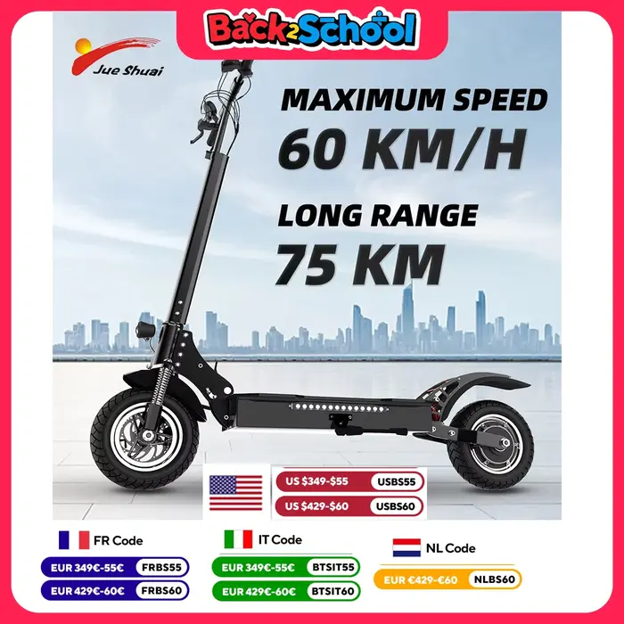Trottinette Électrique Pliable à 2 Roues pour Adulte, Batterie Rechargeable de 20Ah, Longue Autonomi