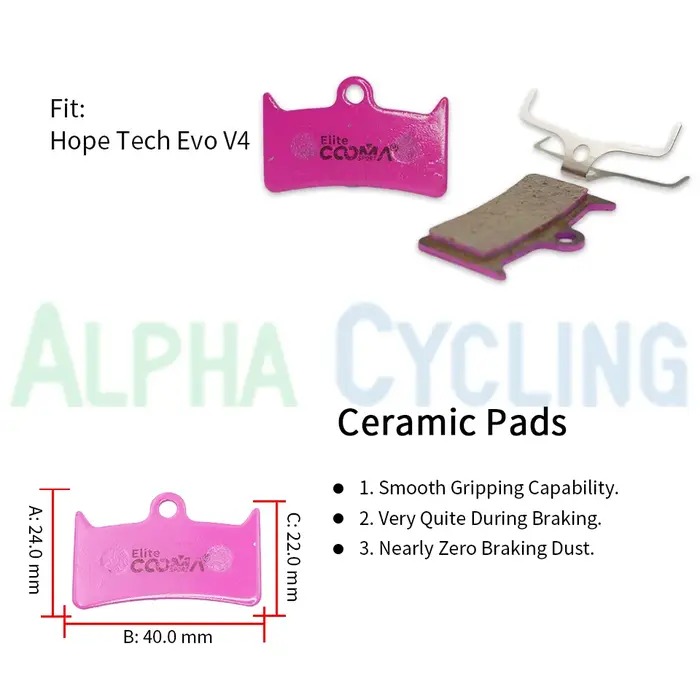 4 paires de plaquettes de frein à disque de vélo en céramique pour étrier Hope Tech Evo V4, classe E