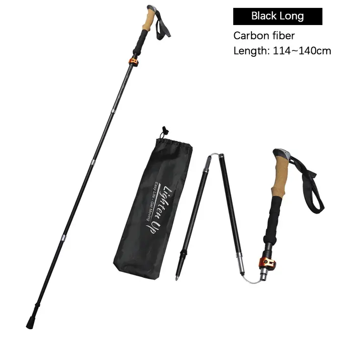 Canne de trekking télescopique pliante ultra-légère en fibre de carbone