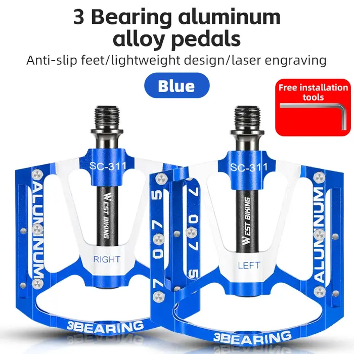 WEST BIKING – pédales de vélo de qualité professionnelle, légères, en aluminium CNC, 3 roulements, e