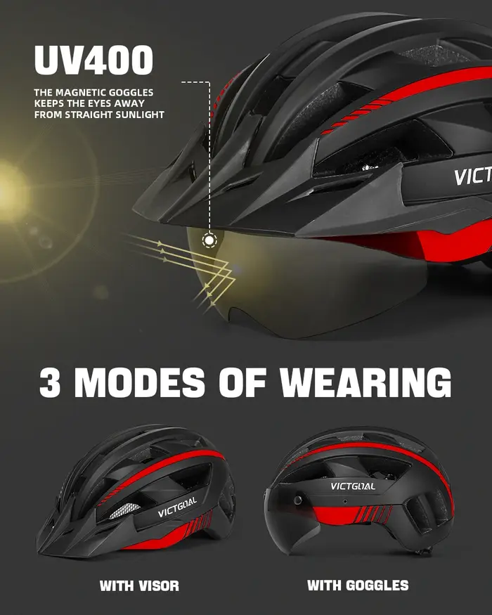 VICTGOAL casque de vélo Rechargeable USB avec visière lunettes feu arrière Scooter électrique vtt casquettes