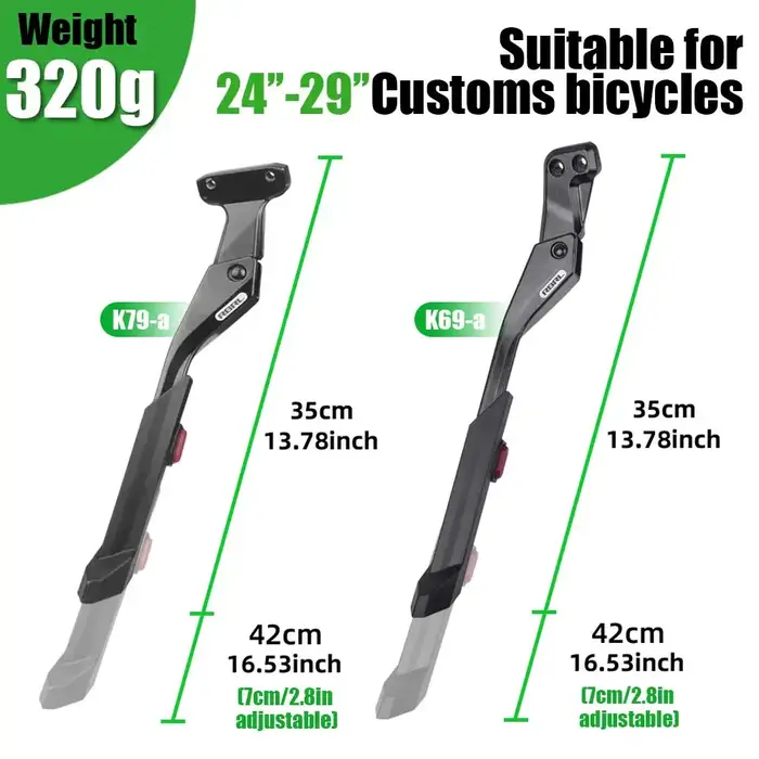RBRL-Support latéral réglable en alliage épais pour vélo électrique de 24 à 29 pouces, accessoire po