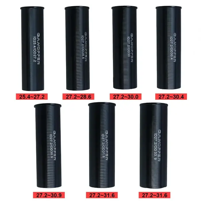 Adaptateur de tube de tige de selle en alliage d'aluminium pour vélo de montagne avec manchon de réduction et 17 coloris personnalisables