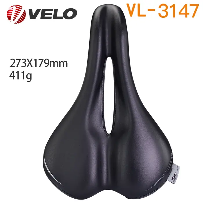 Selle de vélo VELO Original VL-3147 en cuir PU confortable avec rail en acier, pour VTT et vélo de route, coussin de siège unisexe, pièces de cyclisme