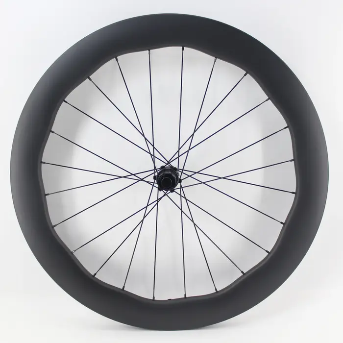 Jeu de roues en fibre de carbone UD T800 700C pour vélo de course et contre-la-montre avec freins à disque et profil ondulé Wave 60mm