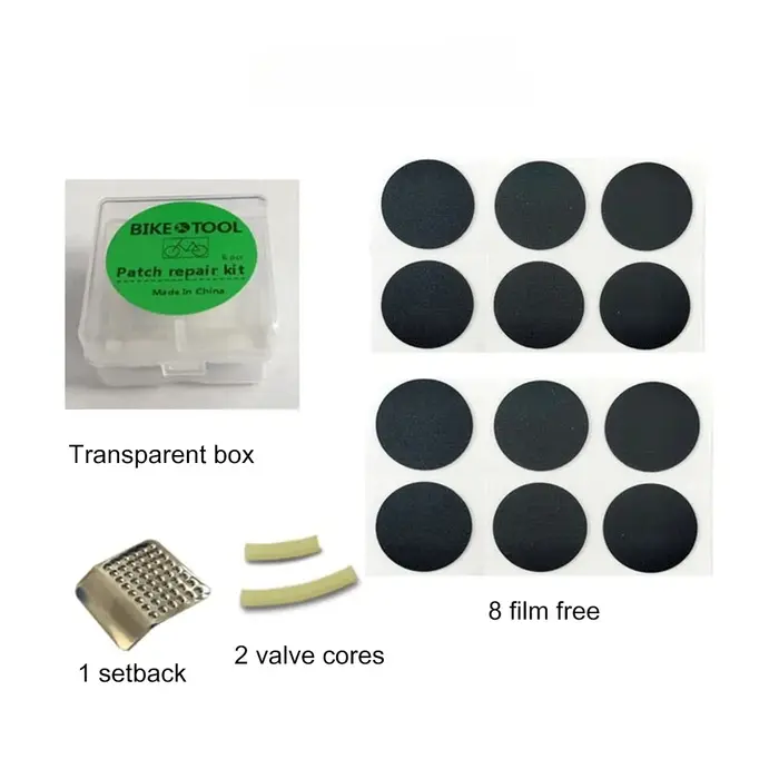 Kit de réparation de pneus de vélo avec colle vulcanisée et patchs-ensemble de crevaison de tubes de