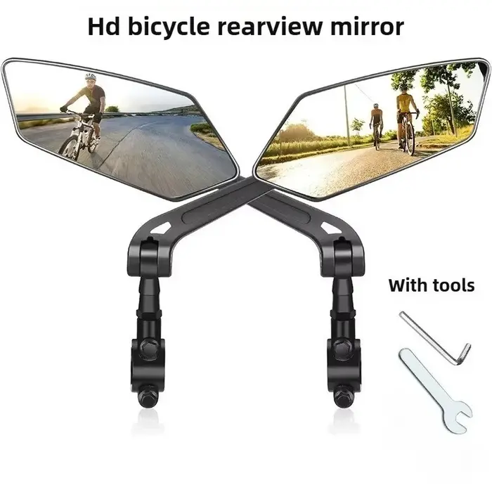 Rétroviseur de vélo, miroir de cyclisme clair à large champ de vision, réflecteur arrière réglable pour guidon gauche et droit