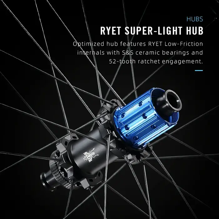 Jeu de roues en carbone RYET 1280g pour gravier