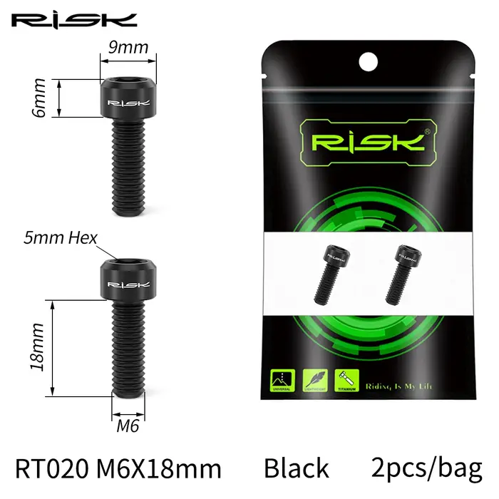 Risque 2 pièce/ensemble M6 * 18MM boulons de fixation de bras de manivelle bras de roue à chaîne de vélo de route de montagne vis fixes accessoires de boulon de vélo en alliage de titane