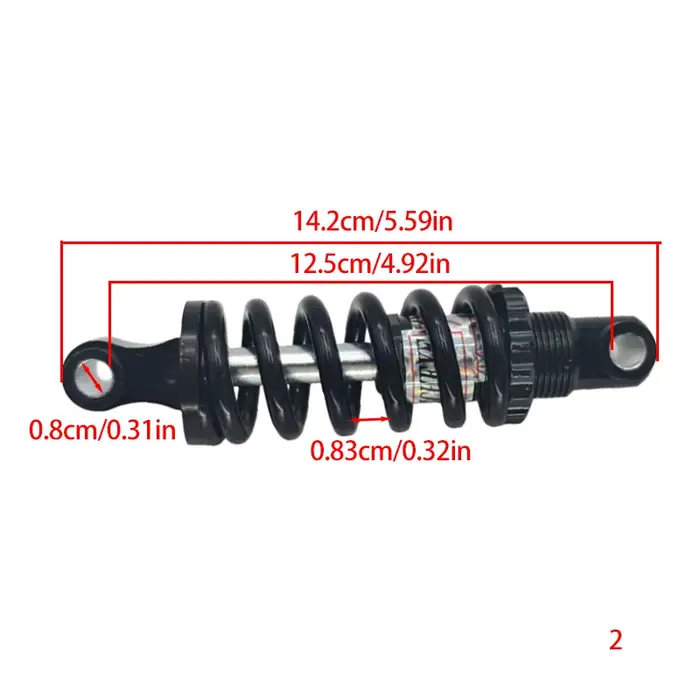 Amortisseurs 125MM noirs pour trottinettes électriques – Amortisseur à ressort de haute qualité – Pièces et accessoires