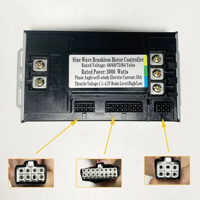 Contrôleur à Onde Sinusoïdale 3 Modes 48V 52V 60V 72V 2000W 2500W 3000W pour Moteur Brushless de Vélo Électrique