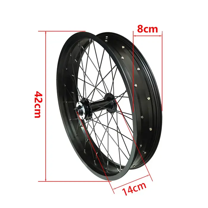 Jeu de roues avant de vélo en aluminium 20x4.0 avec 36 rayons pour accessoires de vélos Fatbike