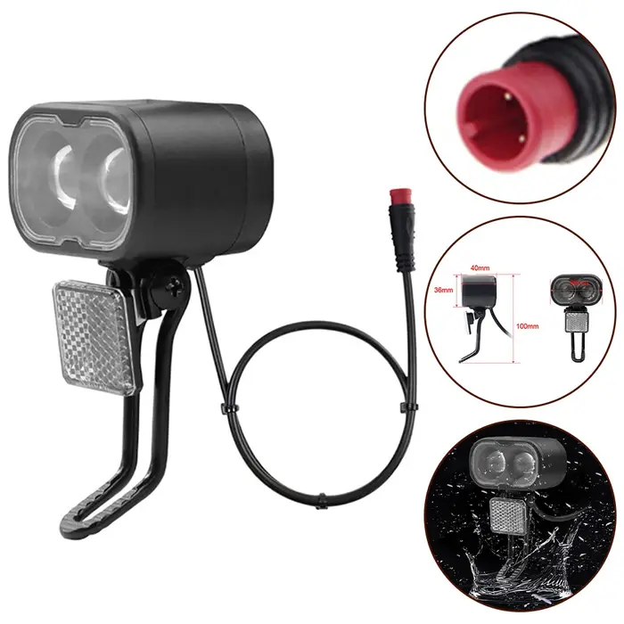 Phare de vélo avec batterie au Lithium 12-48V, 2 broches, éclairage de vélo, étanche, accessoires de