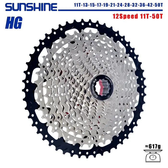 SUNSHINE – Cassette de vélo 8/9/10/11/12 vitesses, pignon vtt 11T-32T/36T/40T/42T/46T/50T/52T, Structure HG, roue libre pour SHIMANO/SRAM