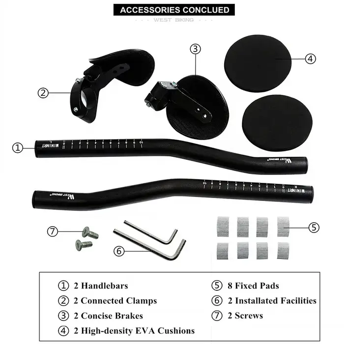 WEST BIKING – barres aérodynamiques pour guidon de vélo TT
