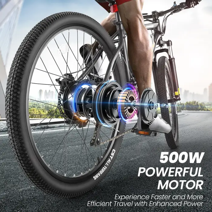 Vélo électrique 27.5 pouces pour adultes, avec moteur Patricia 500W, batterie perfective 49,2 WH, fo