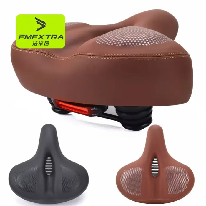 Selle de vélo de route surdimensionnée en cuir rembourrée extra douce pour homme et femme confort unisexe blanc jaune rouge bordeaux