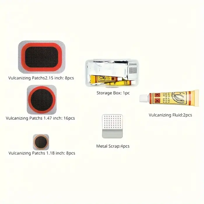 Kit de réparation de pneus de vélo 32 pièces-Kits de patchs de crevaison de chambre à air