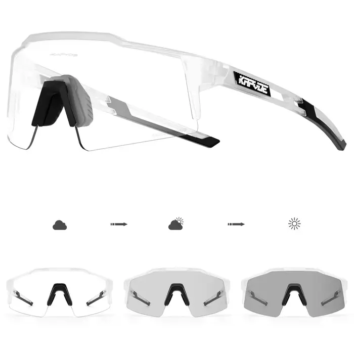 Kapvoe rouge photochromique cyclisme lunettes de soleil pour hommes bleu photochromisme