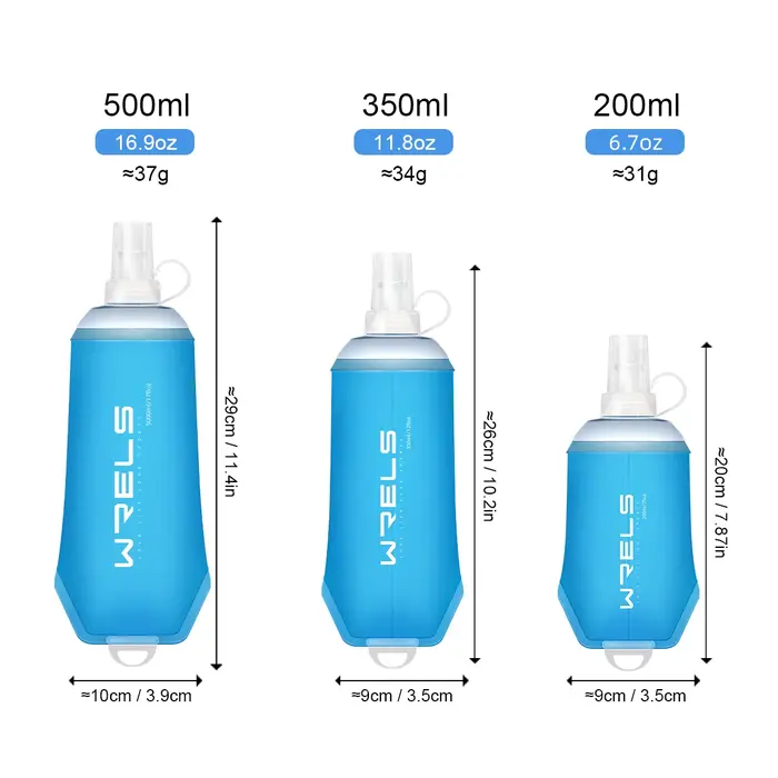 WRELS Sport de plein air bouteille d'eau Camping course vélo doux pliant TPU flacon souple sac d'eau