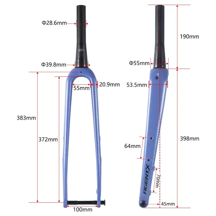 Fourche rigide entièrement en fibre de carbone 700C