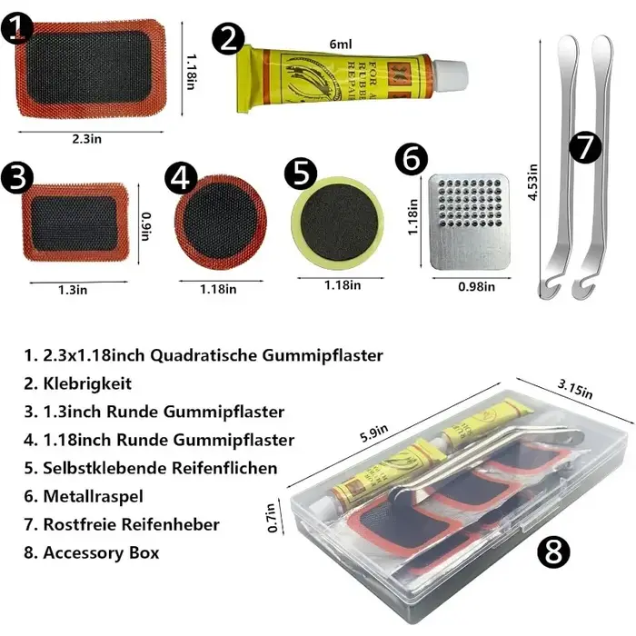 Kit de réparation de pneus de vélo – Outil essentiel pour cyclistes avec patchs