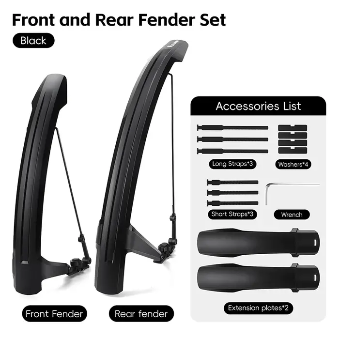 WEST BIKING – garde-boue de vélo à couverture complète, adapté à la largeur des pneus 12c-42c, garde