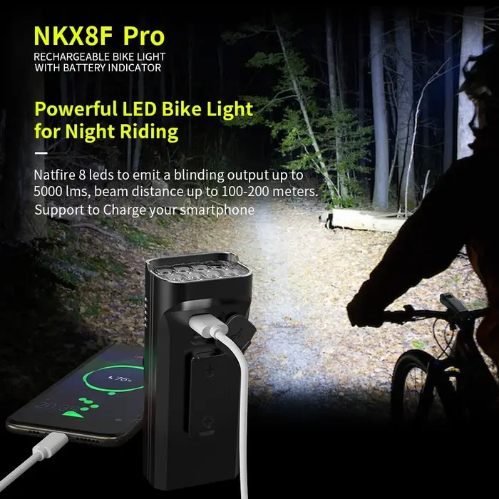 10000mAh 6-8 LED lumière de vélo USB Rechargeable 3600 Lumens phare de vélo lampe de poche Super bri
