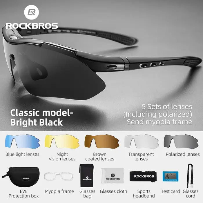 Lunettes de soleil photochromiques polarisées ROCKBROS pour le cyclisme