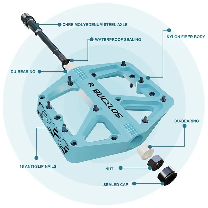 BUCKLOS VTT pédales 9/16 "roulement scellé plat vtt