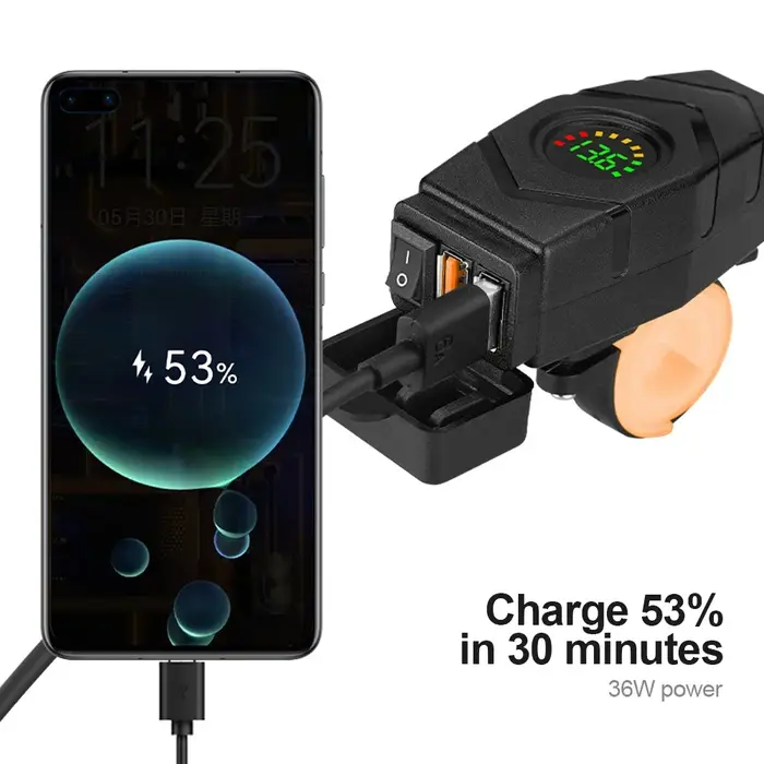 Chargeur USB pour guidon de vélo électrique 36W QC3.0