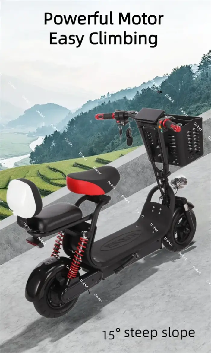 Parent enfant 2 roues Scooter électrique 2 sièges pour adultes 1000W 48V famille léger