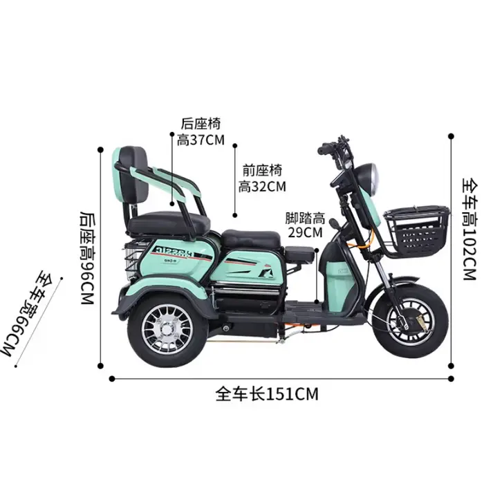 Tricycle électrique à 3 places pour adultes
