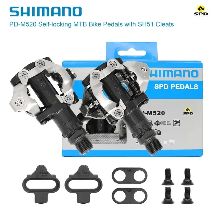 Système Shimano M520 SPD double face - Conception à clipser facile avec roulements étanches pour une durabilité accrue au cyclisme