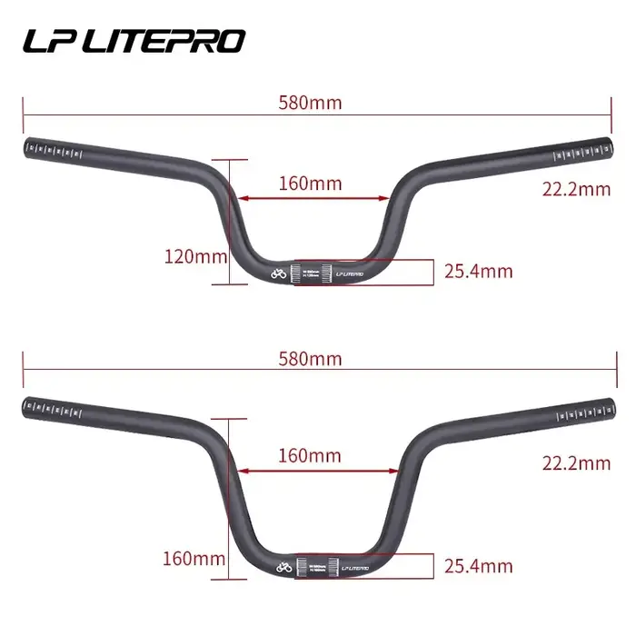 Guidon de vélo pliant de 58CM de diamètre 25.4MM