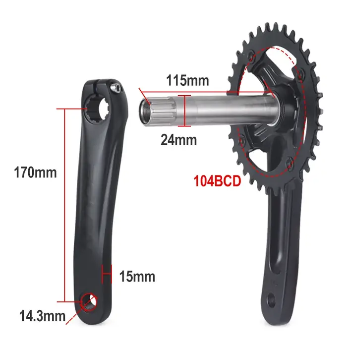 BOLANY Pédalier Intégré pour Vélo Plateau 104BCD