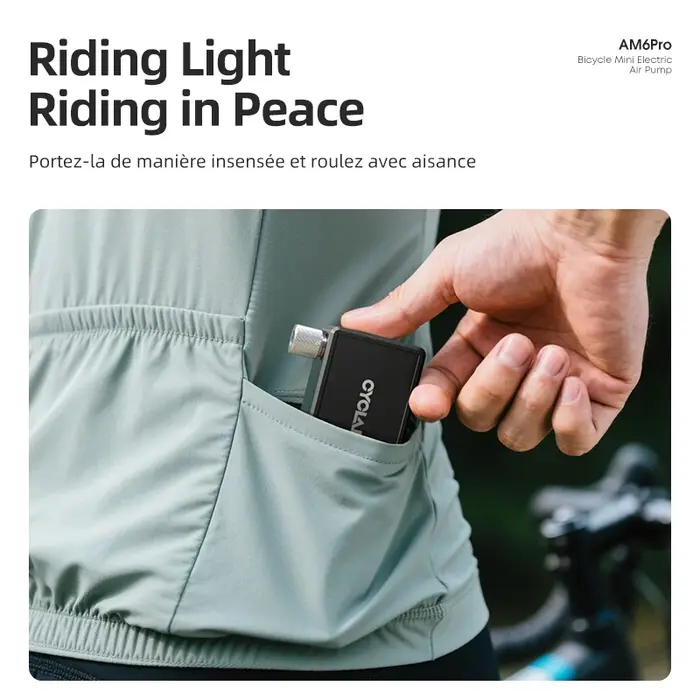 CYCLAMI AM6 Pro Mini Pompe à air électrique automatique portable numérique pour pneus de VTT et de vélo de route Schrader Presta 150 PSI 800 mAh