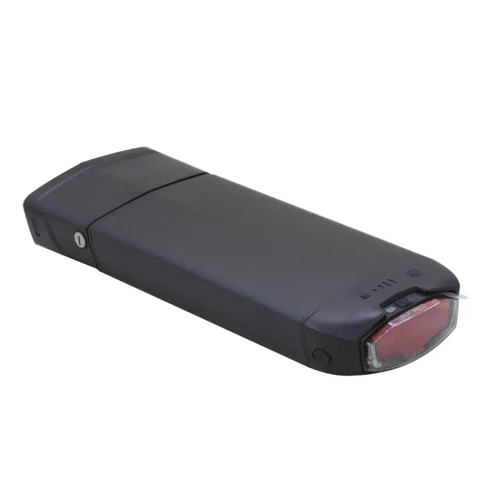 Batterie vélo électrique support arrière lithium 24V 36V 48V haute capacité 10.4Ah à 24Ah coque alliage aluminium robuste pour moteur 250W 350W 500W