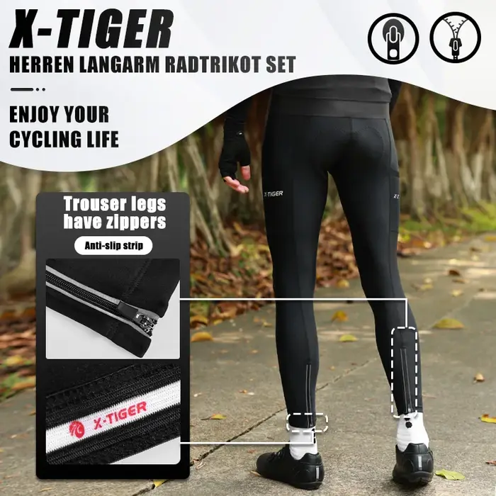 X-TIGER pantalons de vélo pour hommes hiver collants de vélo de montagne chauds avec poches arrière