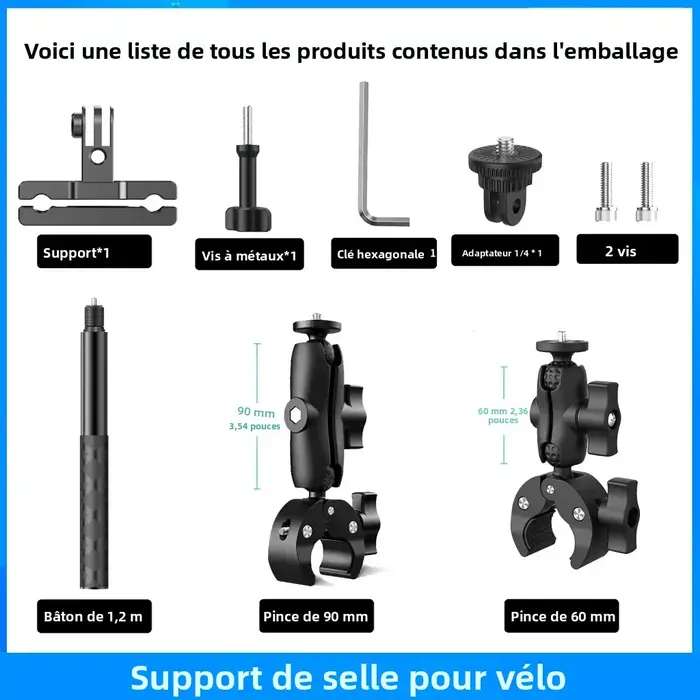 Kit de fixation pour accessoires de vélo Insta360 x5 x4 x3, support de fixation arrière pour vélo Insta 360, accessoires de cyclisme