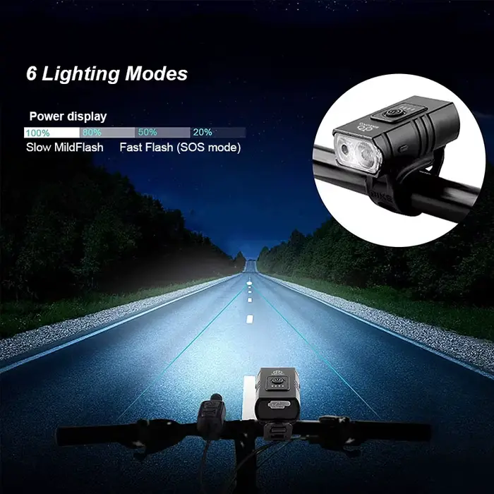Feu avant arrière de vélo T6 LED avant USB Rechargeable vtt lampe de vélo de montagne phare de vélo