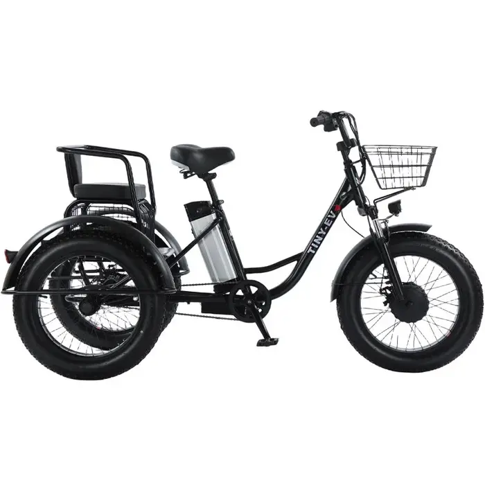 20 pouces gros pneu vélo électrique 3 roues vélos électriques pour hommes femmes adultes puissant neige noir