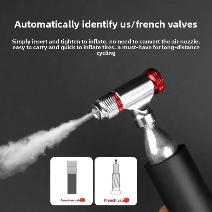 Pompe à CO2 pour vélo, gonfleur de Tube de pneu en aluminium, Mini pompe à main, filetage de vis 3/8-24 et cylindre de gaz 33/25/16/12/8g